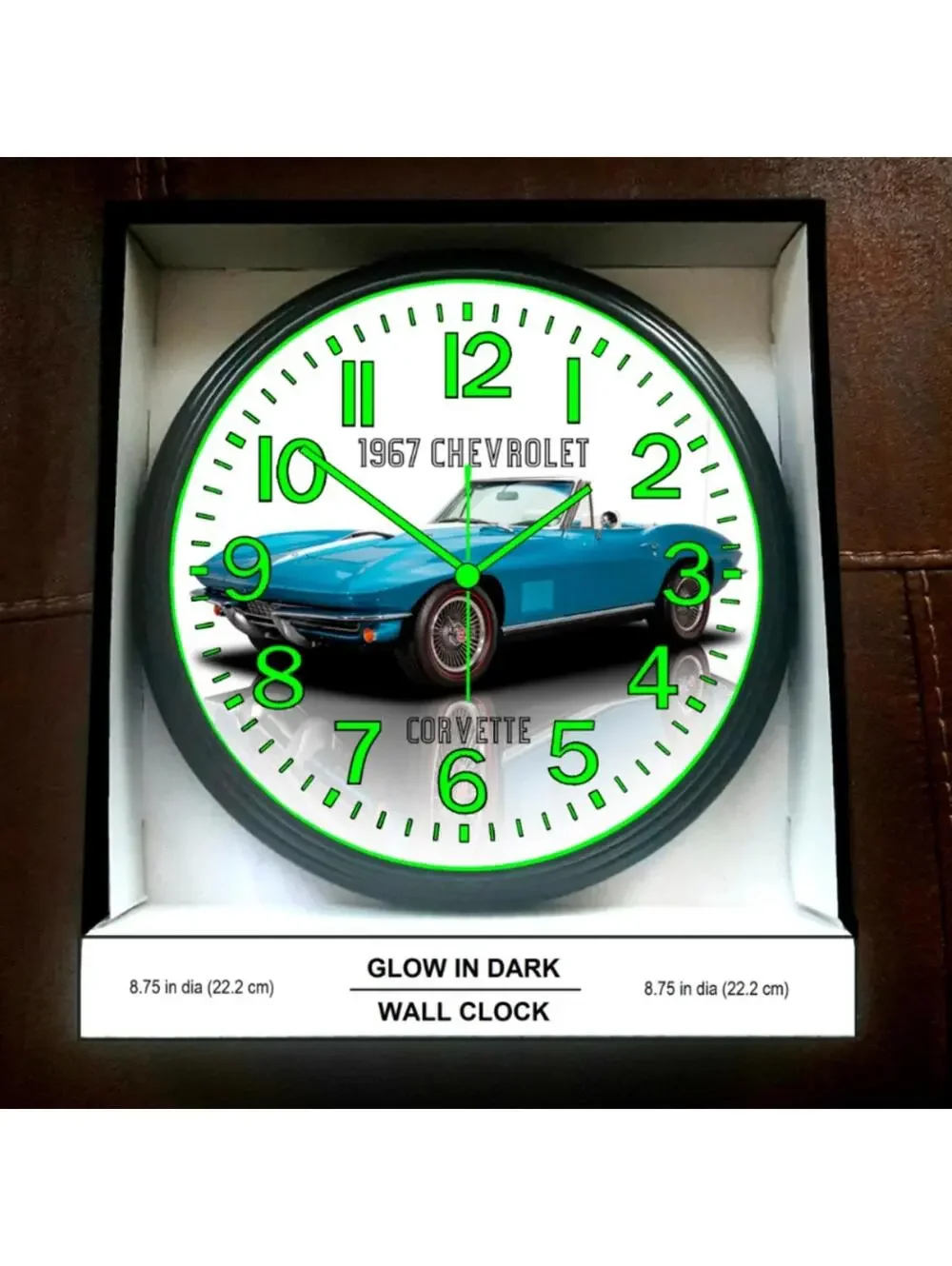 1967 Chevy Chevrolet Corvette Glow In The Dark Wall Clock New!